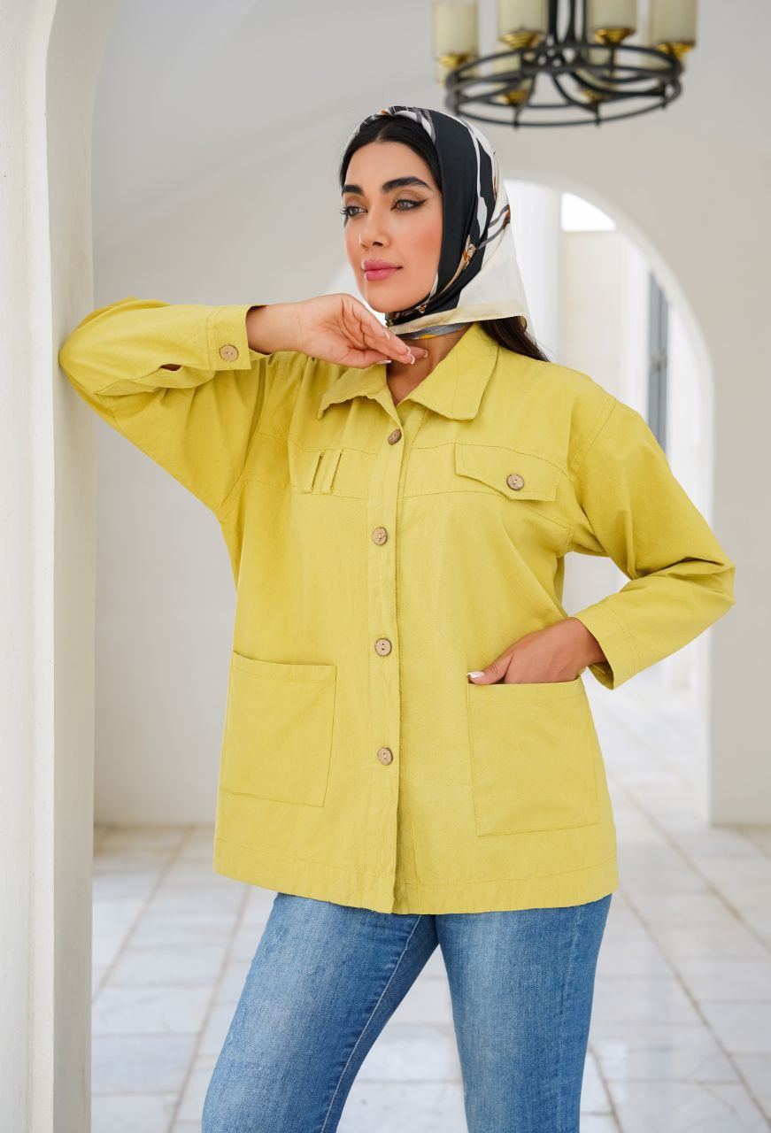 شومیز پاییزه جنس کتان رنگ بندی کامل