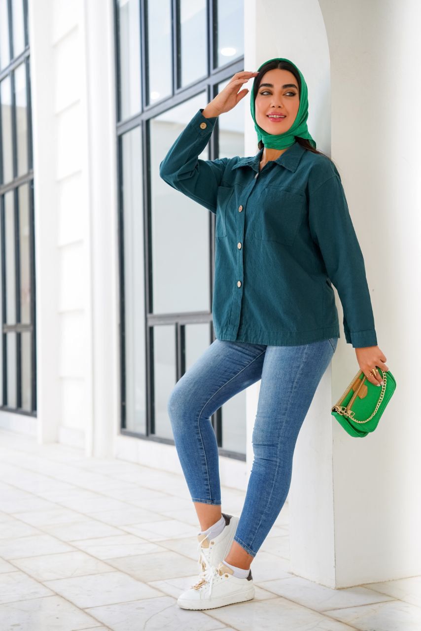 شومیز پاییزه جنس کتان رنگ بندی کامل