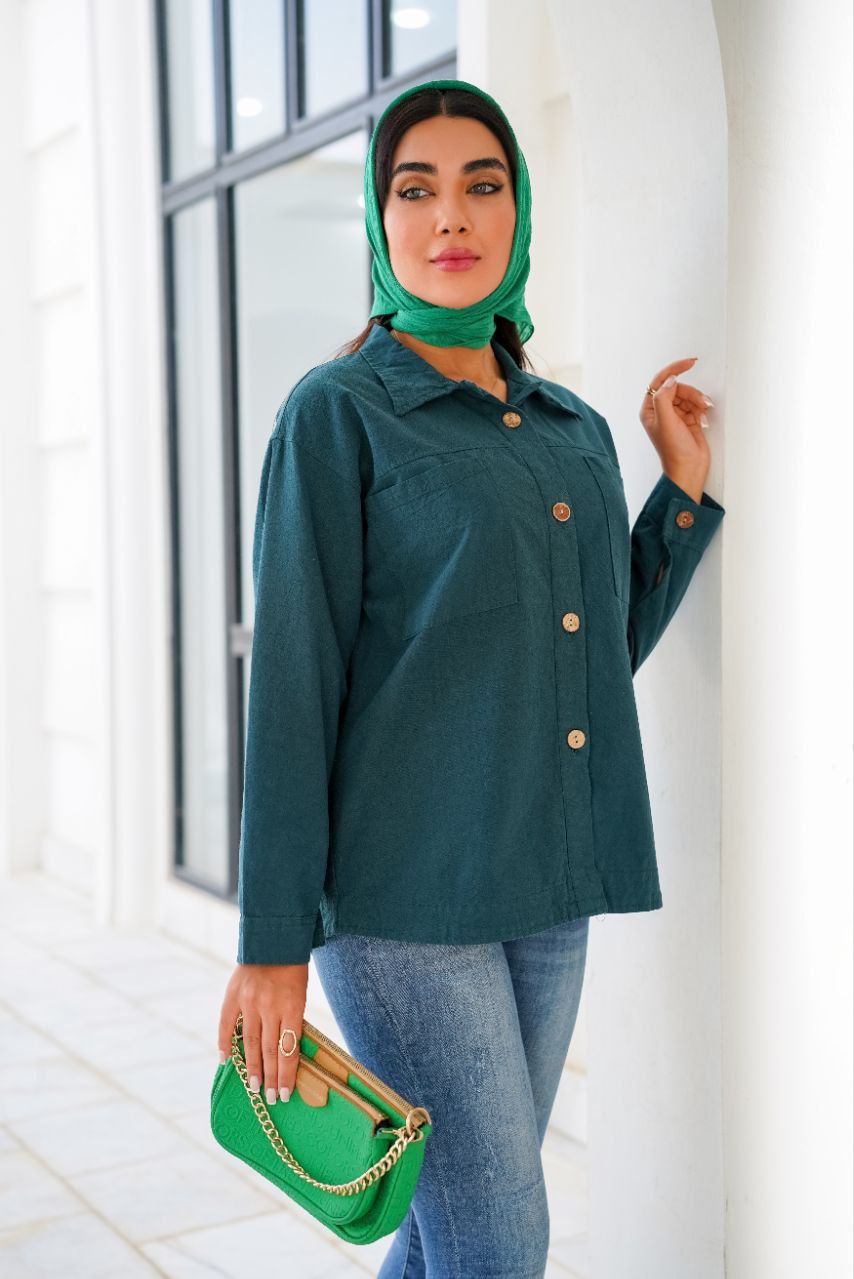 شومیز پاییزه جنس کتان رنگ بندی کامل