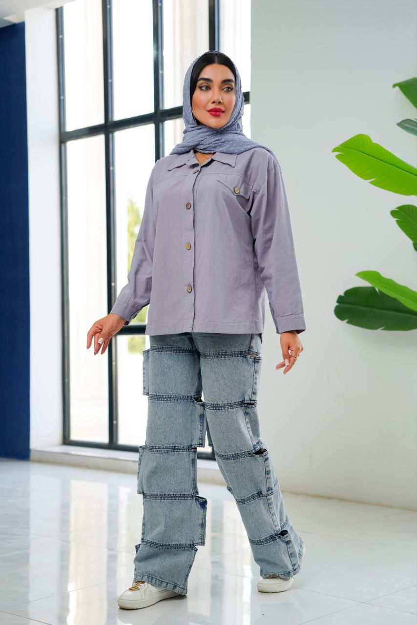 شومیز پاییزه جنس کتان رنگ بندی کامل