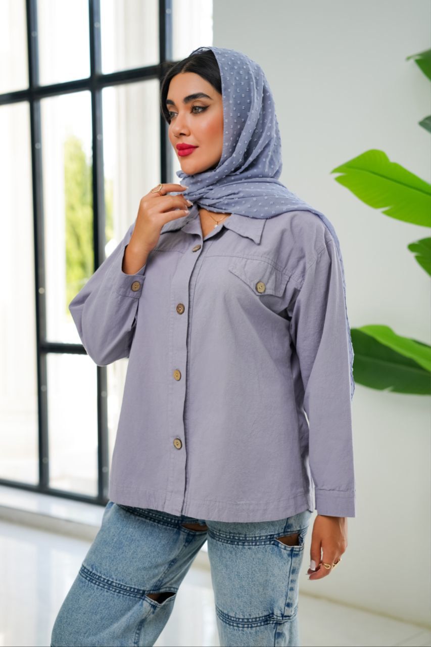 شومیز پاییزه جنس کتان رنگ بندی کامل